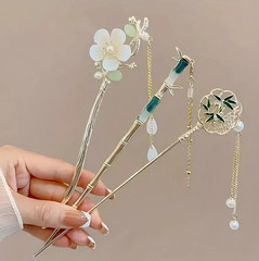 1pc Elegant Chinese Style Hairpin – Tassel Floral Hair Stick for Women – NEW
