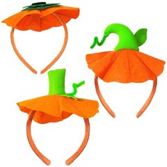 3 Pcs Halloween Pumpkin Headband Green Leaf Hat Pumpkin Hair Hoops Orange Hea…