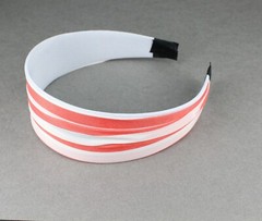 Coral White fabric headband 1 5/8″ wide hair band accessory scrunched fabric