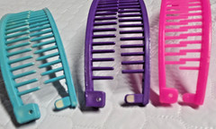 Banana Clips Hair Pink Purple Teal 80s Cincher Ponytail Taiwan Vintage Comb