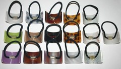 Ponytail Holder Classic Curved Hair Tie Colorful Patterns Prints Made in France