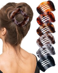 Flat Hair Clips for Women,6 Pcs 1 Count (Pack of 6), Glossy Leopard Print 2