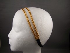 Blonde thin skinny faux hair braid double headband braided