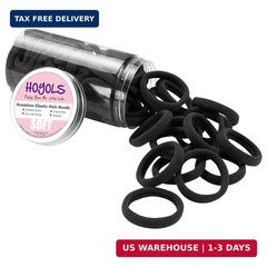 HOYOLS Seamless Hair Ties, Soft Cloth Fabric Black Bands, Large Ponytail Holder