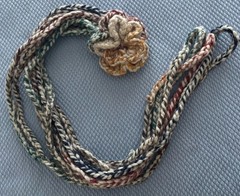 LoNG Hand Knit Pony Tail Scrunchy Cozy Hair Adornment Accessory NeW CRaFT