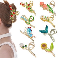 WADORN 8 Styles Flower Metal Hair Claw Clip 8 Count (Pack of 1), Mixed Color