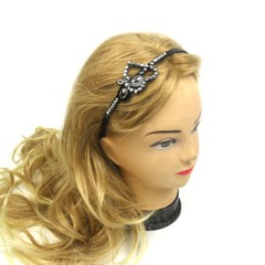 12 PCS Black Heart Headband with Silver & Color Stones