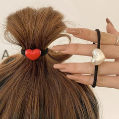 2 Pcs Heart Hair Ties Women Girls Elastic Ponytail Holders Cute Hair Bands Daily