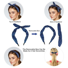 6 Pcs Colorful Headbands, Fashion Floral Polka Dot Stripe Bow Headbands Randomly
