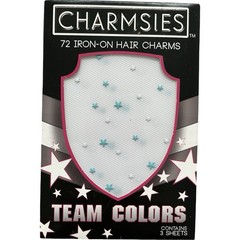 Charmsies Iron In Hair Charms Decor Light Blue White Star – apply with flat iron