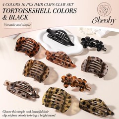 Obeoby 10 Pcs Flat Hair Clips for Women, 1 Count (Pack of 10), Tortoiseshell