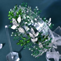 Bridal Headpiece for Wedding Hair Accessories Rhinestone Headband Green