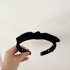 Lele Sadoughi Womens Bardot Velvet Ribbon Slim Headband Jet Black Bow One Size