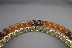 Brown Gold set pack of 2 chain link plastic headband hair band accessory