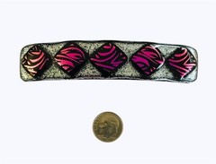 Dichroic Fused Glass Hair Barrette Handmade by Janet Wolery – 4” – PINK FLAMES