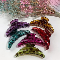 5pcs Mixed Color Large Leopard Hair Claw Clips – Jumbo 115mm Plastic Jaw Clamps
