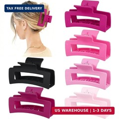 Sisiaipu 3.5 Inch Medium Hair Claw Clips 6 Pack Hair Clips for Women Square Rect