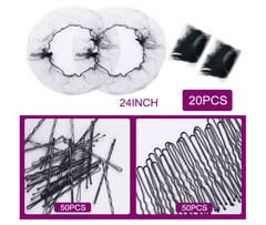 120PCS Elastic Hair Net Set for Food Service Workers 20pcs 24inch Invisible Hair