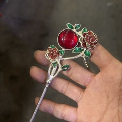 Ethnic Inlaid Hair Stick Silver Plated Hair Accessory Headpiece