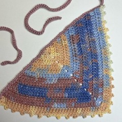 Colorful Crochet Triangle Bandanna Head Scarf Handcrafted Handmade Cotton Boho