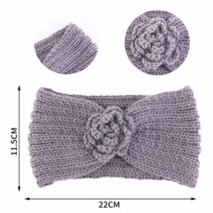 Knitted Flower Headband Warm Elastic Hairband Women Girls Headwear Solid Color