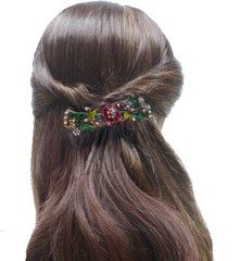 Set of 8 JCGY Med Size Barrettes Flower/Butterfly Sparkly Crystals YY86900-2-8