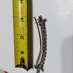 Vintage Rhinestone Bar Hair Clip Clear Silver Tone