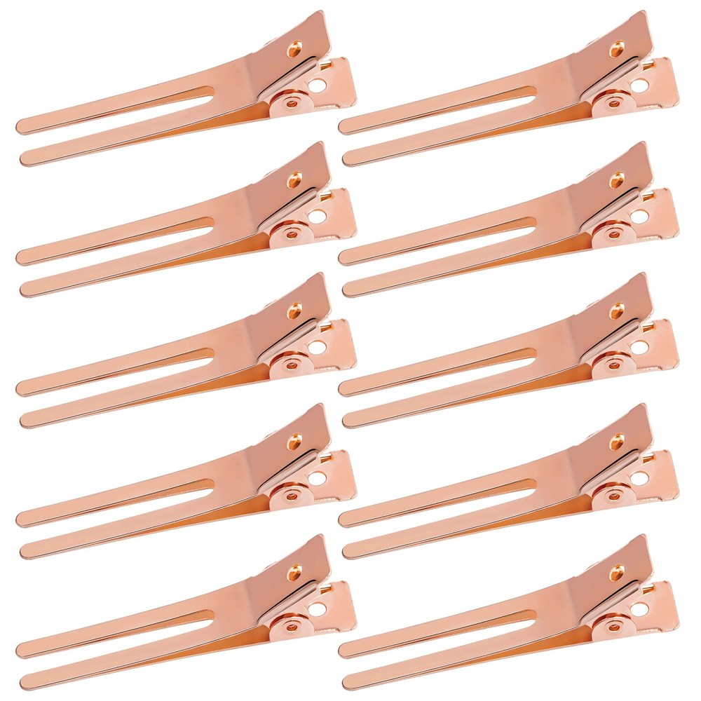 50pcs Hairdressing Double Prong Curl Clips, Wobe 1.8″ Styling Section Metal