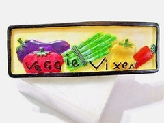 PAINTED BARRETTE VEGGIE VIXEN VEGAN HAIR CLIP COLORFUL WITH PAINTED VEGETABLES