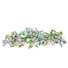 The Crystal Butterfly and Flower Green Barrette