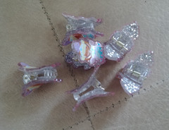 Lot 6 CLAIRE’S Holiday Glitter Mini Fairy Ice Cream King Hair Clips Barrettes