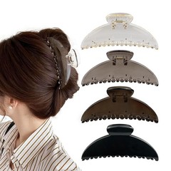 Hair Claw Clip for Women, 5 Inch 1 Count (Pack of 4), Neutral Dark Tones Set
