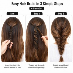 4 Hair Styling Tool Set Bun Maker Braid Tool Clip Stick Easy Updo Kit for Women