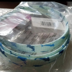 Girls Dolphin Print Head Band Flexible Plastic Cotton Print Hairdo Crown ~ 3 PCS