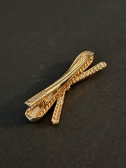 French Bow with Faux Pearl Accents and Gold Tone Hair Pin Clip Barrette