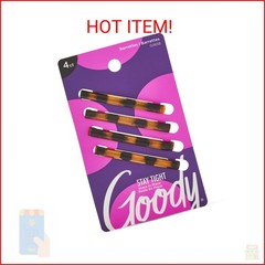 Goody Hair Barrettes Clips – 4 Count, Mock Tort – Slideproof and Lock-In Place