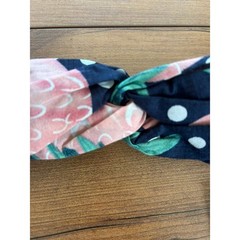 NWT Free People Headband Womens OS Navy Pink Pineapple Polka Dot Twist Front