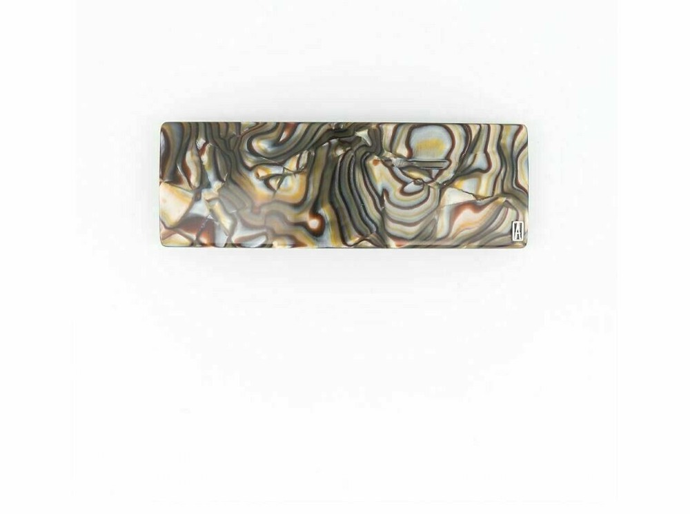 Alexandre de Paris hair clip barrette acetate Onix gray simple pattern 8 cm wide