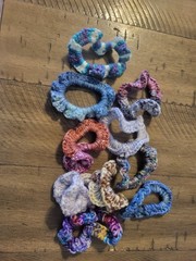 Lot Of 10 Hand Crocheted Ponytail Holsers. Multi-Colored. All New Material.