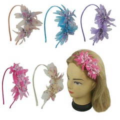 Flowers Hairband Headband with Pearls For Women Girls Metal Headband w/Fabric