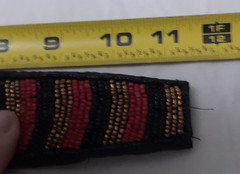 Artist Handcrafted Beaded Gold, Red & Black Stretchable Headband OOAK
