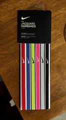 Nike Women Headband 6pk Jacquard Textured Non-Slip Multicolor Logo Striped