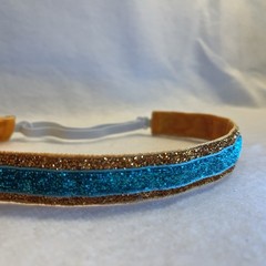 ORANGE AQUA GLITTER Headband no slip adjustable Life of a Showgirl head band