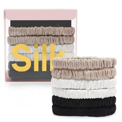 6Pcs Silk Hair Ties Small 22 Momme 100% Pure Mulberry Silk Scrunchies for Women