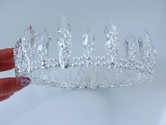 Women Ice Queen Prom Rhinestone Silver Clear Crystal Head Tiara Full Round Crown