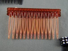 Black Brown hair comb plastic side clip comb french twist set of 3