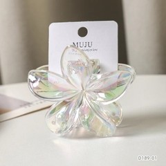 MUJU Flower Hair Claw Clip 8cm Plastic Glossy Solid Pattern Multicolor 7 PcsD189