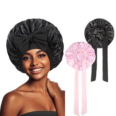 Elastic Ribbon Satin Sleep Cap Adjustable Bow Breathable Nightcap