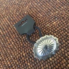 Western Oval Concho 1 3/4” Silver Black Unisex Men Women Ponytail Holder