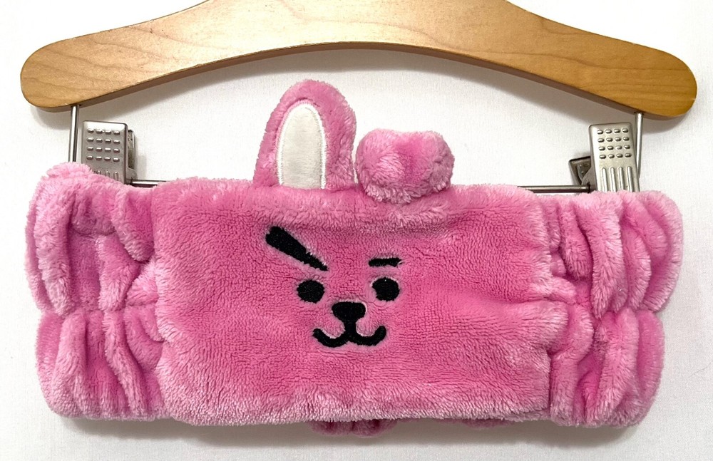 240329 Home LINE FRIENDS BT21 Pink Cooky Face Washing Spa Headband EUC